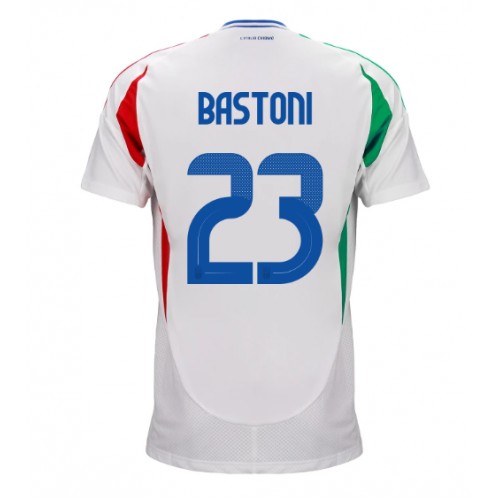 Echipament fotbal Italia Alessandro Bastoni #23 Tricou Deplasare European 2024 maneca scurta Echipament fotbal Italia Alessandro Bastoni #23 Tricou Deplasare European 2024 maneca scurta