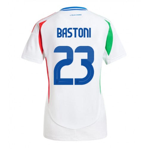 Echipament fotbal Italia Alessandro Bastoni #23 Tricou Deplasare European 2024 pentru femei maneca scurta Echipament fotbal Italia Alessandro Bastoni #23 Tricou Deplasare European 2024 pentru femei maneca scurta