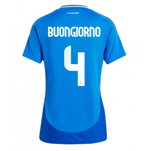 Echipament fotbal Italia Alessandro Buongiorno #4 Tricou Acasa European 2024 pentru femei maneca scurta Echipament fotbal Italia Alessandro Buongiorno #4 Tricou Acasa European 2024 pentru femei maneca scurta