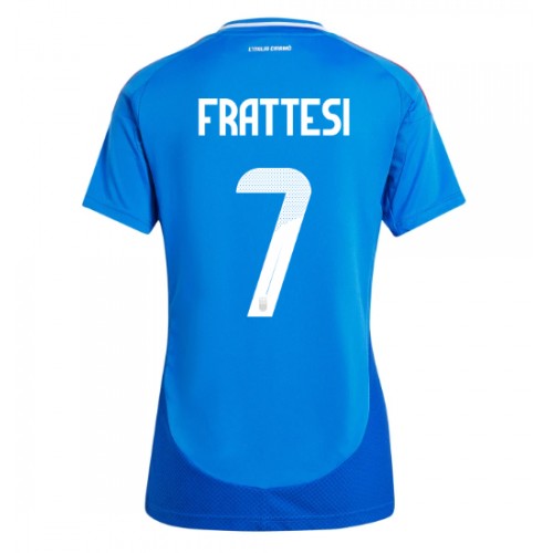 Echipament fotbal Italia Davide Frattesi #7 Tricou Acasa European 2024 pentru femei maneca scurta Echipament fotbal Italia Davide Frattesi #7 Tricou Acasa European 2024 pentru femei maneca scurta