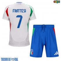 Echipament fotbal Italia Davide Frattesi #7 Tricou Deplasare European 2024 pentru copii maneca scurta (+ Pantaloni scurti)