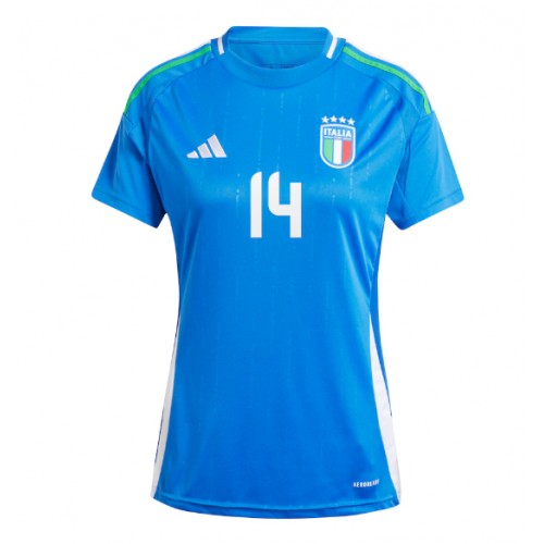 Echipament fotbal Italia Federico Chiesa #14 Tricou Acasa European 2024 pentru femei maneca scurta Echipament fotbal Italia Federico Chiesa #14 Tricou Acasa European 2024 pentru femei maneca scurta