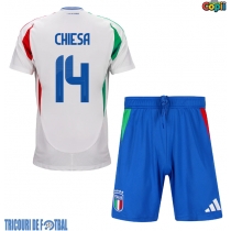 Echipament fotbal Italia Federico Chiesa #14 Tricou Deplasare European 2024 pentru copii maneca scurta (+ Pantaloni scurti)