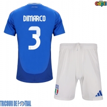 Echipament fotbal Italia Federico Dimarco #3 Tricou Acasa European 2024 pentru copii maneca scurta (+ Pantaloni scurti)