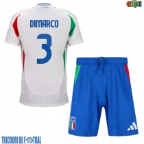 Echipament fotbal Italia Federico Dimarco #3 Tricou Deplasare European 2024 pentru copii maneca scurta (+ Pantaloni scurti)