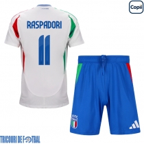 Echipament fotbal Italia Giacomo Raspadori #11 Tricou Deplasare European 2024 pentru copii maneca scurta (+ Pantaloni scurti)