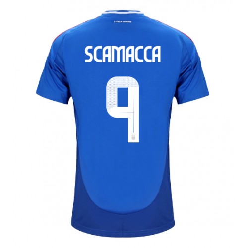 Echipament fotbal Italia Gianluca Scamacca #9 Tricou Acasa European 2024 maneca scurta Echipament fotbal Italia Gianluca Scamacca #9 Tricou Acasa European 2024 maneca scurta