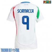 Echipament fotbal Italia Gianluca Scamacca #9 Tricou Deplasare European 2024 pentru femei maneca scurta