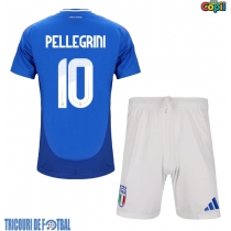 Echipament fotbal Italia Lorenzo Pellegrini #10 Tricou Acasa European 2024 pentru copii maneca scurta (+ Pantaloni scurti)