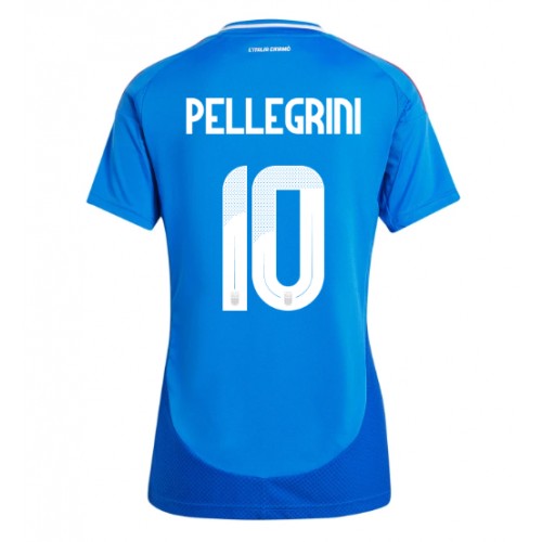 Echipament fotbal Italia Lorenzo Pellegrini #10 Tricou Acasa European 2024 pentru femei maneca scurta Echipament fotbal Italia Lorenzo Pellegrini #10 Tricou Acasa European 2024 pentru femei maneca scurta