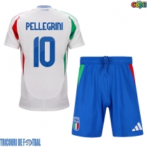 Echipament fotbal Italia Lorenzo Pellegrini #10 Tricou Deplasare European 2024 pentru copii maneca scurta (+ Pantaloni scurti)