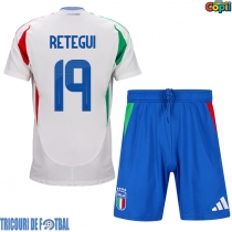 Echipament fotbal Italia Mateo Retegui #19 Tricou Deplasare European 2024 pentru copii maneca scurta (+ Pantaloni scurti)