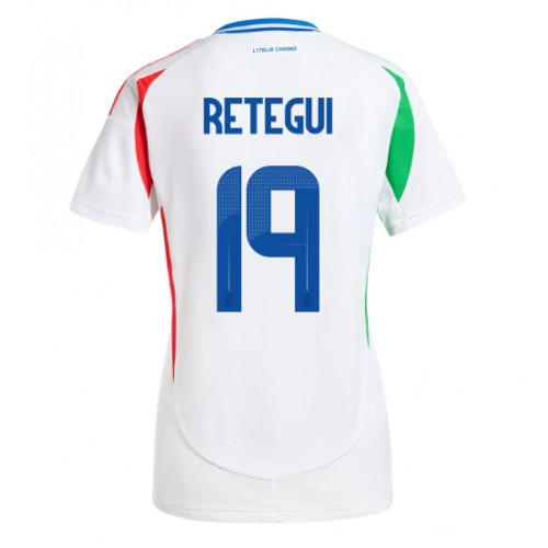 Echipament fotbal Italia Mateo Retegui #19 Tricou Deplasare European 2024 pentru femei maneca scurta Echipament fotbal Italia Mateo Retegui #19 Tricou Deplasare European 2024 pentru femei maneca scurta
