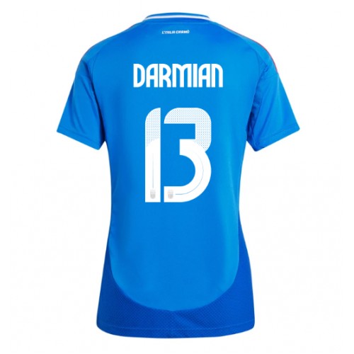 Echipament fotbal Italia Matteo Darmian #13 Tricou Acasa European 2024 pentru femei maneca scurta Echipament fotbal Italia Matteo Darmian #13 Tricou Acasa European 2024 pentru femei maneca scurta