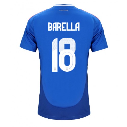 Echipament fotbal Italia Nicolo Barella #18 Tricou Acasa European 2024 maneca scurta Echipament fotbal Italia Nicolo Barella #18 Tricou Acasa European 2024 maneca scurta