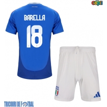 Echipament fotbal Italia Nicolo Barella #18 Tricou Acasa European 2024 pentru copii maneca scurta (+ Pantaloni scurti)