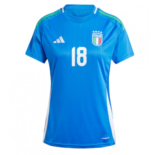 Echipament fotbal Italia Nicolo Barella #18 Tricou Acasa European 2024 pentru femei maneca scurta Echipament fotbal Italia Nicolo Barella #18 Tricou Acasa European 2024 pentru femei maneca scurta