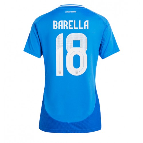 Echipament fotbal Italia Nicolo Barella #18 Tricou Acasa European 2024 pentru femei maneca scurta Echipament fotbal Italia Nicolo Barella #18 Tricou Acasa European 2024 pentru femei maneca scurta