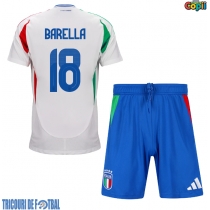 Echipament fotbal Italia Nicolo Barella #18 Tricou Deplasare European 2024 pentru copii maneca scurta (+ Pantaloni scurti)