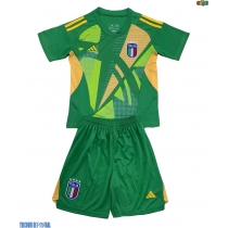 Echipament fotbal Italia Portar Tricou Deplasare European 2024 pentru copii maneca scurta (+ Pantaloni scurti)