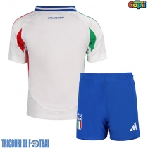 Echipament fotbal Italia Tricou Deplasare European 2024 pentru copii maneca scurta (+ Pantaloni scurti)
