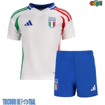 Echipament fotbal Italia Tricou Deplasare European 2024 pentru copii maneca scurta (+ Pantaloni scurti)