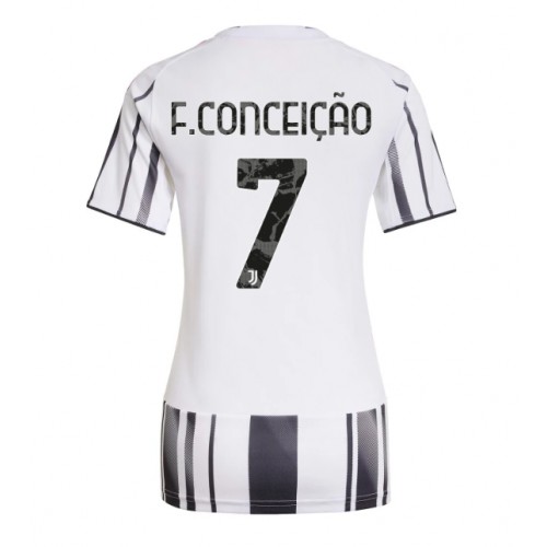 Echipament fotbal Juventus Francisco Conceicao #7 Tricou Acasa 2025-26 pentru femei maneca scurta Echipament fotbal Juventus Francisco Conceicao #7 Tricou Acasa 2025-26 pentru femei maneca scurta