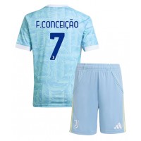 Echipament fotbal Juventus Francisco Conceicao #7 Tricou Deplasare 2025-26 pentru copii maneca scurta (+ Pantaloni scurti)