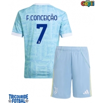 Echipament fotbal Juventus Francisco Conceicao #7 Tricou Deplasare 2025-26 pentru copii maneca scurta (+ Pantaloni scurti)