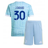 Echipament fotbal Juventus Jonathan David #30 Tricou Deplasare 2025-26 pentru copii maneca scurta (+ Pantaloni scurti)
