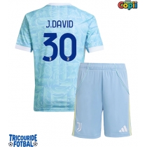 Echipament fotbal Juventus Jonathan David #30 Tricou Deplasare 2025-26 pentru copii maneca scurta (+ Pantaloni scurti)