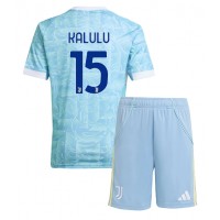 Echipament fotbal Juventus Pierre Kalulu #15 Tricou Deplasare 2025-26 pentru copii maneca scurta (+ Pantaloni scurti)