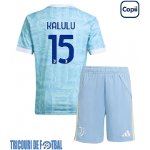 Echipament fotbal Juventus Pierre Kalulu #15 Tricou Deplasare 2025-26 pentru copii maneca scurta (+ Pantaloni scurti)