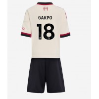 Echipament fotbal Liverpool Cody Gakpo #18 Tricou Deplasare 2025-26 pentru copii maneca scurta (+ Pantaloni scurti)