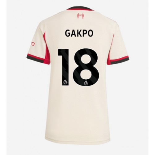 Echipament fotbal Liverpool Cody Gakpo #18 Tricou Deplasare 2025-26 pentru femei maneca scurta Echipament fotbal Liverpool Cody Gakpo #18 Tricou Deplasare 2025-26 pentru femei maneca scurta