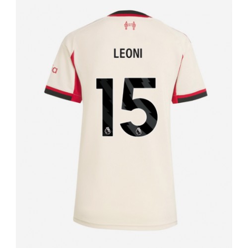 Echipament fotbal Liverpool Giovanni Leoni #15 Tricou Deplasare 2025-26 pentru femei maneca scurta Echipament fotbal Liverpool Giovanni Leoni #15 Tricou Deplasare 2025-26 pentru femei maneca scurta