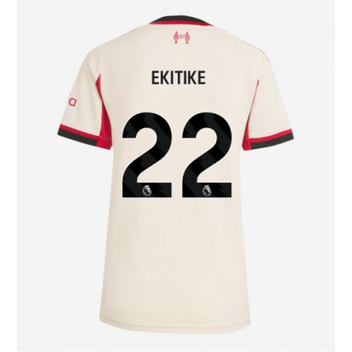 Echipament fotbal Liverpool Hugo Ekitike #22 Tricou Deplasare 2025-26 pentru femei maneca scurta Echipament fotbal Liverpool Hugo Ekitike #22 Tricou Deplasare 2025-26 pentru femei maneca scurta