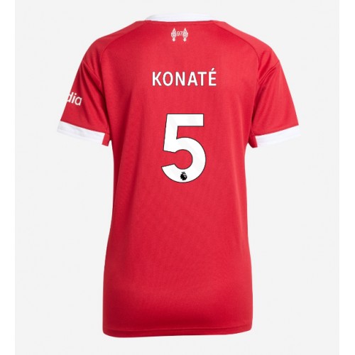 Echipament fotbal Liverpool Ibrahima Konate #5 Tricou Acasa 2025-26 pentru femei maneca scurta Echipament fotbal Liverpool Ibrahima Konate #5 Tricou Acasa 2025-26 pentru femei maneca scurta