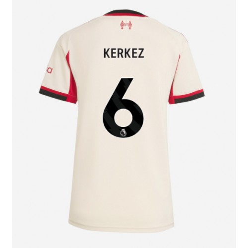 Echipament fotbal Liverpool Milos Kerkez #6 Tricou Deplasare 2025-26 pentru femei maneca scurta Echipament fotbal Liverpool Milos Kerkez #6 Tricou Deplasare 2025-26 pentru femei maneca scurta