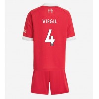 Echipament fotbal Liverpool Virgil van Dijk #4 Tricou Acasa 2025-26 pentru copii maneca scurta (+ Pantaloni scurti)