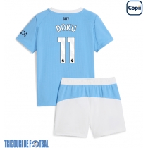 Echipament fotbal Manchester City Jeremy Doku #11 Tricou Acasa 2025-26 pentru copii maneca scurta (+ Pantaloni scurti)