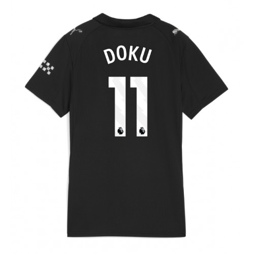 Echipament fotbal Manchester City Jeremy Doku #11 Tricou Deplasare 2025-26 pentru femei maneca scurta Echipament fotbal Manchester City Jeremy Doku #11 Tricou Deplasare 2025-26 pentru femei maneca scurta