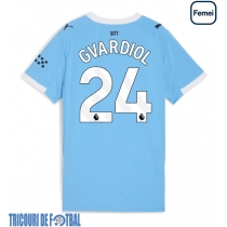 Echipament fotbal Manchester City Josko Gvardiol #24 Tricou Acasa 2025-26 pentru femei maneca scurta