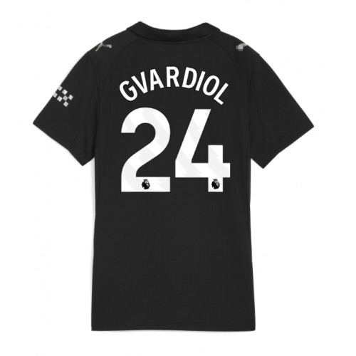 Echipament fotbal Manchester City Josko Gvardiol #24 Tricou Deplasare 2025-26 pentru femei maneca scurta Echipament fotbal Manchester City Josko Gvardiol #24 Tricou Deplasare 2025-26 pentru femei maneca scurta