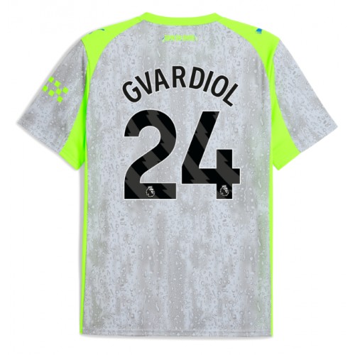 Echipament fotbal Manchester City Josko Gvardiol #24 Tricou Treilea 2025-26 maneca scurta Echipament fotbal Manchester City Josko Gvardiol #24 Tricou Treilea 2025-26 maneca scurta