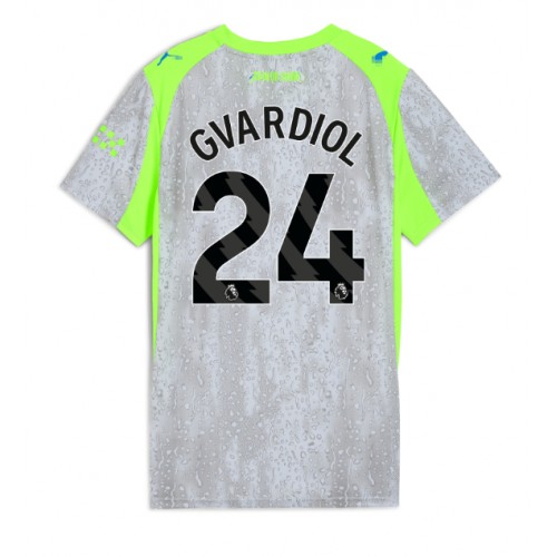 Echipament fotbal Manchester City Josko Gvardiol #24 Tricou Treilea 2025-26 pentru femei maneca scurta Echipament fotbal Manchester City Josko Gvardiol #24 Tricou Treilea 2025-26 pentru femei maneca scurta