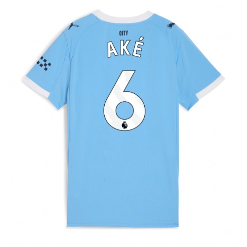Echipament fotbal Manchester City Nathan Ake #6 Tricou Acasa 2025-26 pentru femei maneca scurta Echipament fotbal Manchester City Nathan Ake #6 Tricou Acasa 2025-26 pentru femei maneca scurta