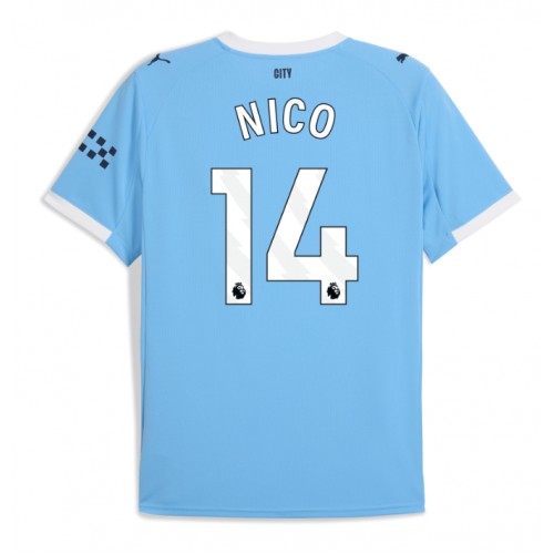 Echipament fotbal Manchester City Nico Gonzalez #14 Tricou Acasa 2025-26 maneca scurta Echipament fotbal Manchester City Nico Gonzalez #14 Tricou Acasa 2025-26 maneca scurta