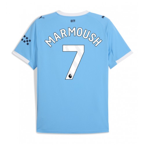 Echipament fotbal Manchester City Omar Marmoush #7 Tricou Acasa 2025-26 maneca scurta Echipament fotbal Manchester City Omar Marmoush #7 Tricou Acasa 2025-26 maneca scurta