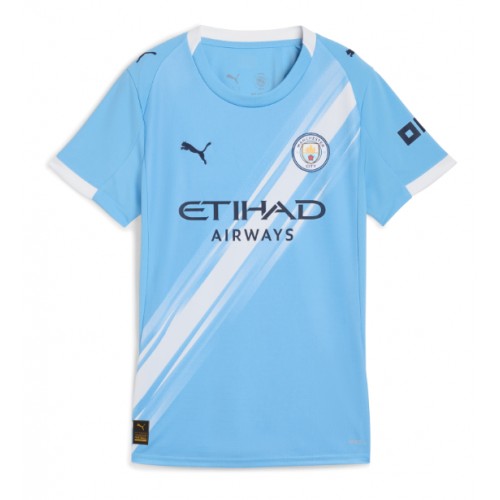 Echipament fotbal Manchester City Omar Marmoush #7 Tricou Acasa 2025-26 pentru femei maneca scurta Echipament fotbal Manchester City Omar Marmoush #7 Tricou Acasa 2025-26 pentru femei maneca scurta
